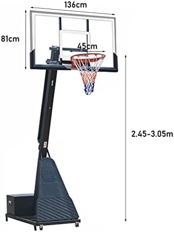 Aro de basquete de aço com rodas, sistema de basquete ajustável de 8 a 10 pés, backboard de 53 de 53 de PVC