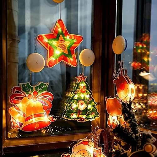 Dbylxmn Adulto Champagne Christmas Window Window Lights Hanging Lights Light String Lights Santa Snowman Decoração Party