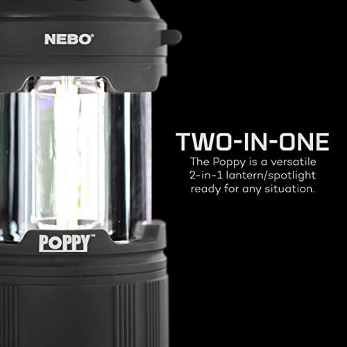 Nebo Poppy poderoso 300 lúmen lanterna e luz spot | Corpo resistente ao impacto emborrachado com alça ajustável | Preto