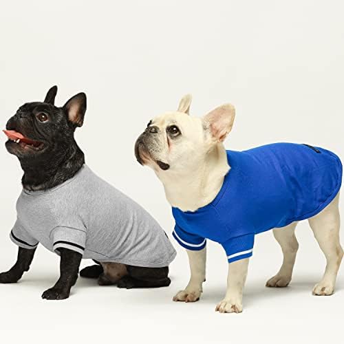 Fitwarm 2 pacote de camisa de pólo de cachorro em branco, roupas de cão de verão para cães pequenos menino, roupa de gato de estimação, algodão respirável, azul real, grisinha, xs