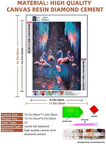 Kits de pintura de diamante 5D para adultos, pintura por kit de número para iniciantes, DIY FLAMINGO DIAMO