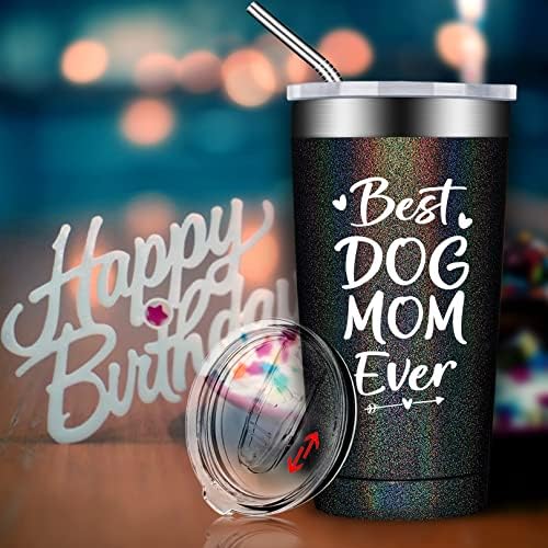 Birgilt Dog Mom Gifts For Women - Melhor Mãe Dog Ever - Dog Mom Mães Presente - Presentes engraçados de aniversário de Natal Para mamãe, cachorro mãe - 20oz Dog Mom Tumbler