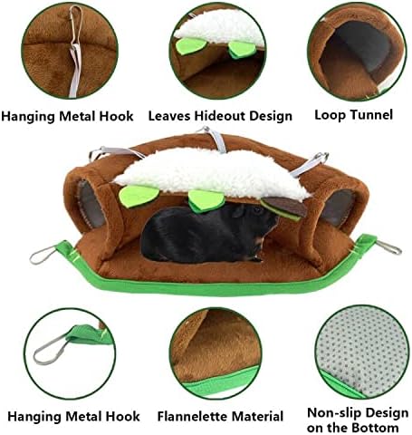 Cooshou 2 peças Hamster Hammock pendurou túnel para animais pequenos Hammock Quart Bed House Dormindo Ninho de Ninho de Caiola de Hammock de porco para Squirrel Rat Chincilla