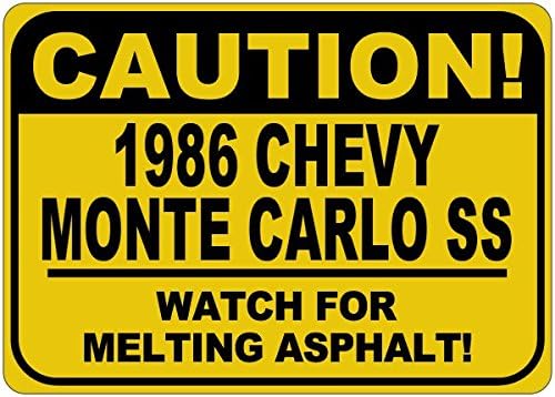 1986 86 Chevy Monte Carlo SS Cuidado Sinal de asfalto - 12 x 18 polegadas