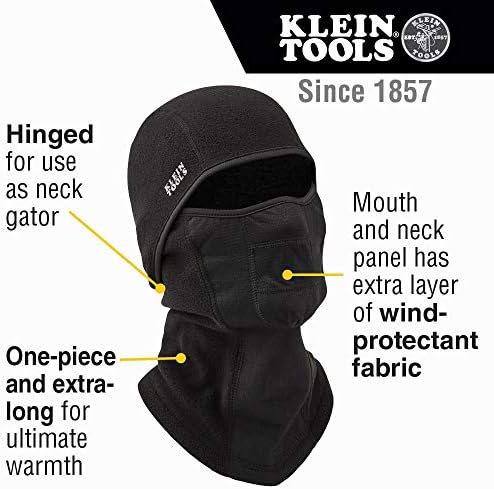 Klein Tools 60132 Balaclava, máscara de balaclava com prova de vento respirável que quente, Ferramentas Balaclava, Black
