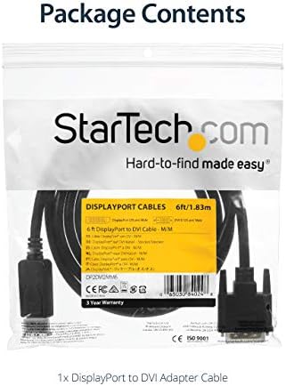 Startech.com DisplayPort de 6ft para DVI - 1080p Video - DisplayPort para cabo adaptador DVI - DP para DVI -D Link único - DP para