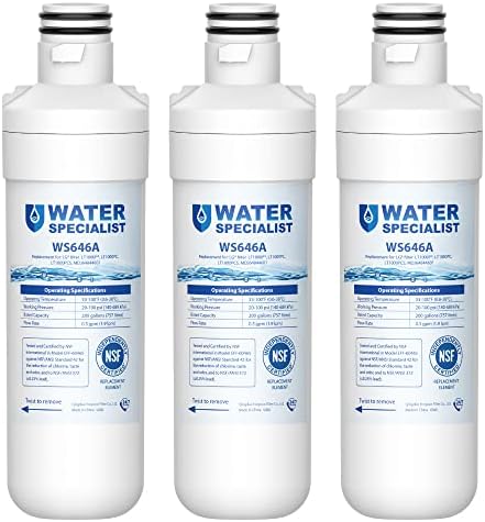 Waterspecialist LT1000PC ADQ747935 MDJ64844601 FILTRO DE ÁGUA CERTIFICADOR DO NSF, SUBSTITUIÇÃO PARA LG® LT1000P®, LT1000PCS, LFXC24796S,