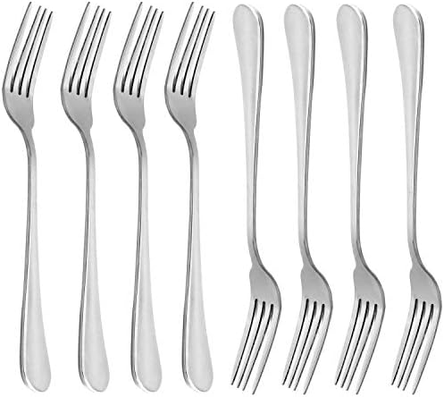 Kekkein Dinner Forks, Forks de jantar de aço inoxidável para serviço pesado Conjunto de garfos de 8 peças para garfos de talheres, garfos de aço inoxidável extra-finos para casa, cozinha ou restaurante