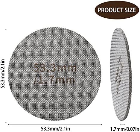 Tela de disco de disco de 53,3 mm, tela de chuveiro inferior lavável Tela de contato de metal Tela de contato de café reutilizável