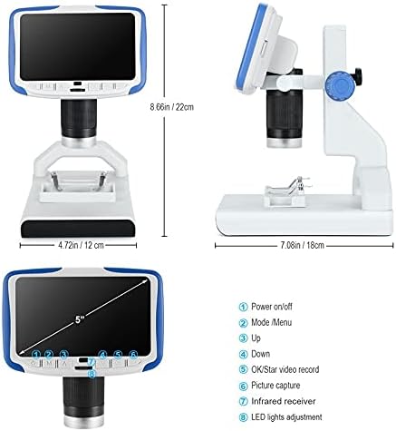 UXZDX CuJux 200x Microscópio Digital 5 '' Tela HD Tela Microscópio Microscópio Microscópio Apresente Ferramenta de