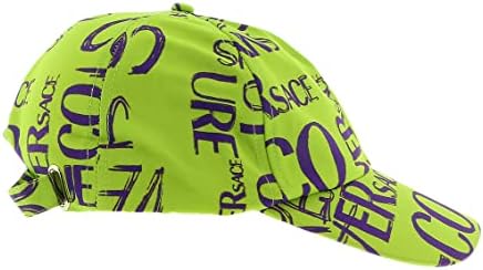 VERSACE Jeans Couture Lime Green Signature Print Baseball Cap for Mens
