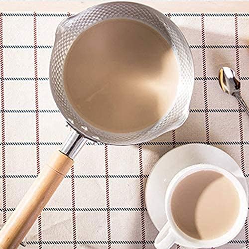 Mgwye Aço inoxidável Pan - Pan de leite manípulo de madeira Hammer padrão Fritar panela de pan de leite de pan acessórios de cozinha
