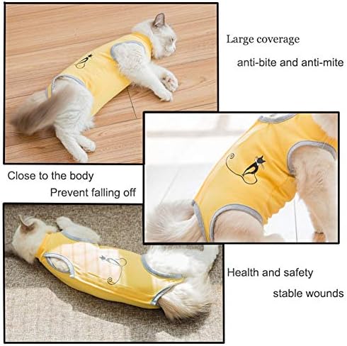 Terno de recuperação de gatos CoppThinktu para feridas abdominais ou doenças de pele do traje de recuperação cirúrgica de gato respirável