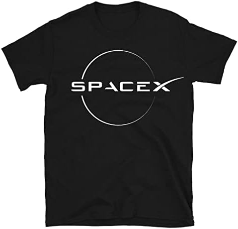 Camiseta spacex camiseta preta para homens e mulheres camisa de algodão de algodão