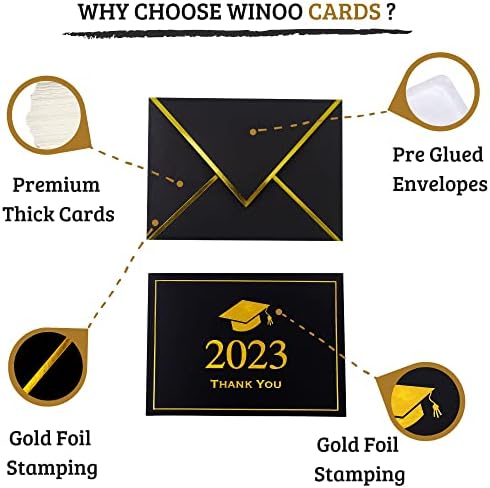 WINOO Design de formatura pesada de serviço de agradecimento 2023-36 PK - Cartões de graduação 5.25x3.75 polegadas Graduação