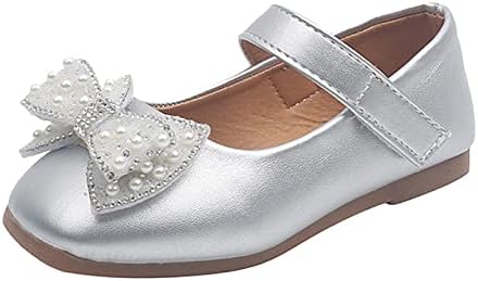Sapatos de menina de flor de flor de criança Mary Jane Sapatos planos Casual Slip On Bow Pearls Ballet Sapatos da escola