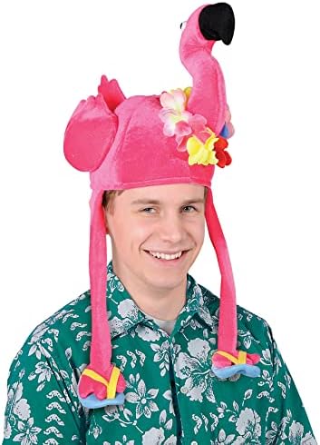 Beistle 2 peças de tecido de pelúcia chapéus de flamingo para o tema havaiano tropical Luau Party Festume Acessórios