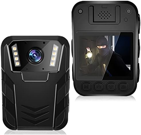 Câmera corporal da polícia de 1296p HD, memória 64g, câmera esgotada à prova d'água, câmera corporal portátil premium com gravação de áudio vestível, visão noturna, para aplicação da lei