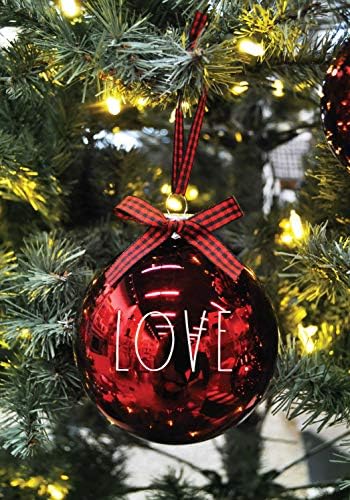 Rae Dunn Ornamentos de Natal - Conjunto de 3 bolas de vidro vermelho - ao vivo, risos, amor - 100 mm / 3,94 polegadas grandes