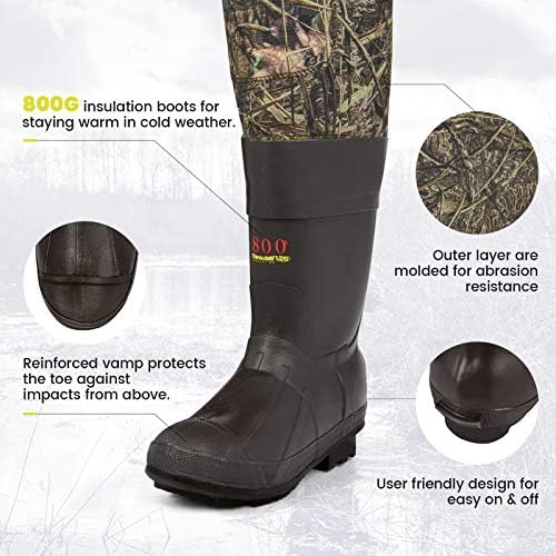 Gonex Neoprene caça ao peito Waders com 600g/800g botas isoladas de pesca à prova d'água para caçar homens caça ao pato