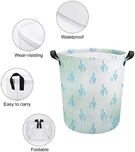 LAPUNDERY CASCO CACTUS Aquarela 05 cesto de lavanderia com alças Torário dobrável Saco de armazenamento de roupas sujas para