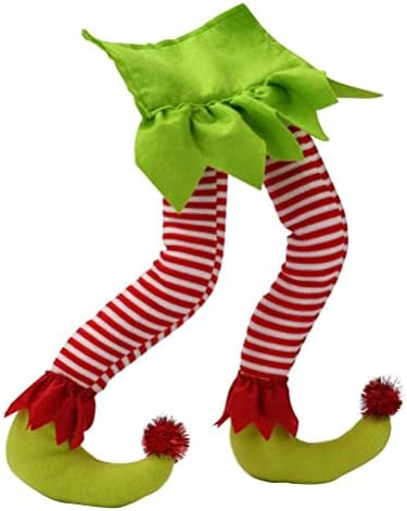 OHEPFD ELF de Natal Pernas de pelúcia presa Treça de Natal Decorações de Topper de Natal Grinaldas de férias para