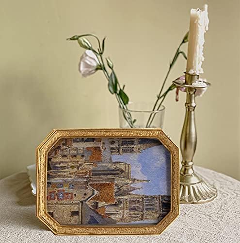 Sikoo vintage 5 × 7 moldura de imagem dourada antiga moldura fotográfica de quadro e parede pendurada com front