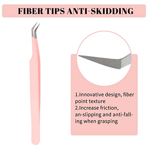 Extensões de cílios Tweezers de ponta de fibra sem lacunas Tweezers de cílios de aço inoxidável para fãs de volume fáceis de alta