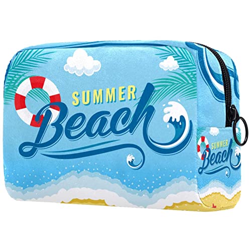 Bolsa de higiene pessoal Bolsa de lava -lava de maquiagem cosméticos com zíper mar de praia azul mar azul para acessórios de viagens itens essenciais