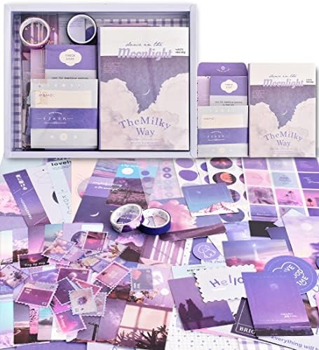 348 PCS Kit de scrapbook vintage, kit estético de scrapbooking para materiais de renúncias, suprimentos de scrap.