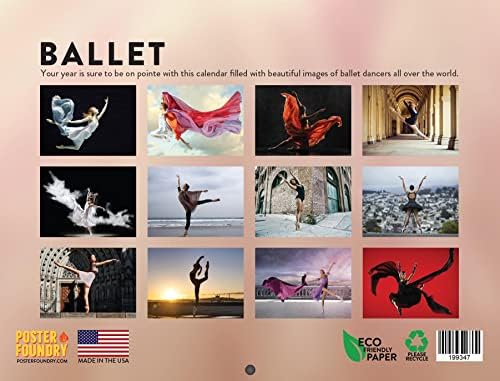 Calendário de balé 2023 Mensal Wall Hanging Calendars Ballerina Dancer Dance Large Planner 24 meses - Full 2023 Escreva no Grid