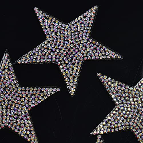 6pcs 6cm Star shinestone Patches AB Geometria de cristal Apliques adesivos decorativos, para calças de calças de calças de sapatos