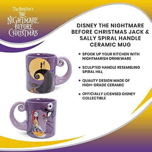 Disney O Nightmare Before Christmas Jack e Sally Spiral manusearem uma caneca cerâmica | BPA Free Coffee Cup para bebidas,
