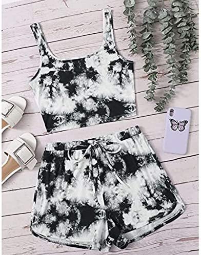 iopqo Little House Big Set Sleeseless Top Top Duas Cami Fashion Shorts Casual e Roupa Mulheres Mulheres Mulheres