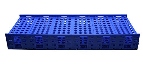 Heathrow Scientific Mega Rack Rack de alta capacidade para 5-7 ml de tubos, mantém 432 tubos, polipropileno, autoclavável, azul