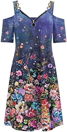 Fragarn Sundresses for Women Plus Size, moda feminino verão Casual Vestido de ombro de ombro de ombro de pano de