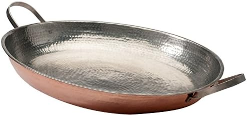 Sertodo Copper Alicante Paella Pan com alças de aço inoxidável, bitola de 14% de bitola pura, 18