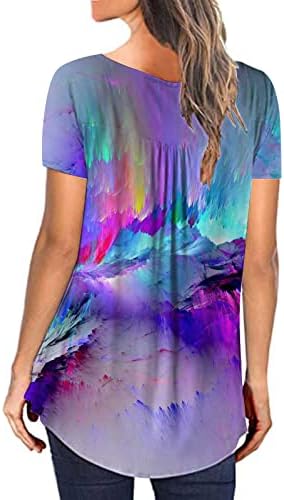 Camisas florais esvoaçantes femininas Mangas curtas de verão Slim camiseta de camiseta Blusa Casual Casual Casual Túps