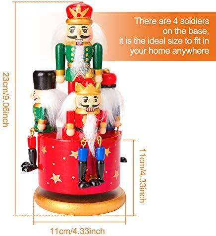 Globalstore Made de madeira de madeira decorações de natal Decorações de Natal Soldier Figura Wind Up Clockwork Caixa de música de música de natal