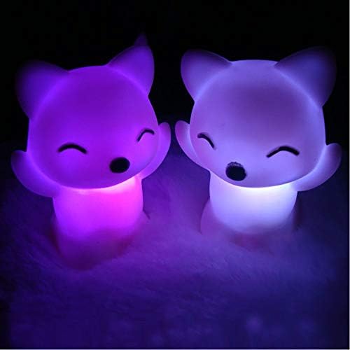 Respira 7 tipos de cor de cor, forma fox fox led USB Children Animal Night Light Silicone Cartoon macio Lâmpada de jardim