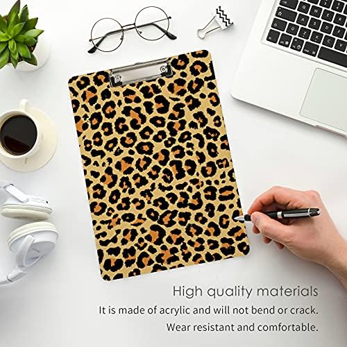 Plástico de plástico leopardo 9 x12.5 clipboards de acrílico com clipe de baixo perfil A4 tamanho da placa de serviço pesado