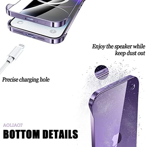 Aoliao7 iPhone 14 Pro Max Clear Case Caso ultrafino sem moldura, caixa minimalista com quatro cantos à prova de choque,
