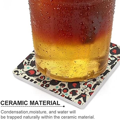 Monstros engraçados fofos Coasters para bebidas Tapa de xícara de cerâmica quadrada com base de cortiça 6pcs