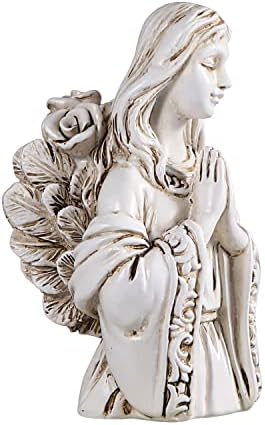 Estátua de querubins de Bocola, Bocola, estatueta de anjo de resina, estátua de anjo de asas, estátua de querubim memorial com rosas