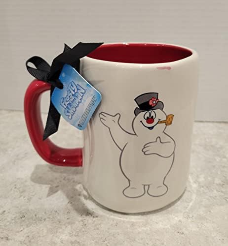 Rae Dunn Frosty, o boneco de neve com interior vermelho e manusear caneca de cerâmica