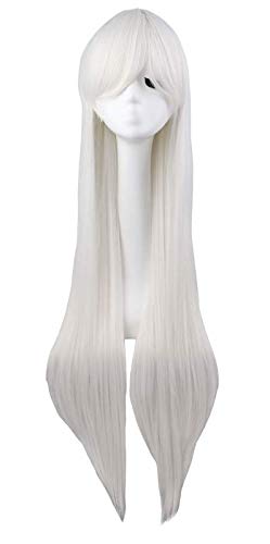 Peruca de cosplay missvig longa peruca branca reta para grils lolita halloween custome parte de cabelo sintético 32 80cm de anime