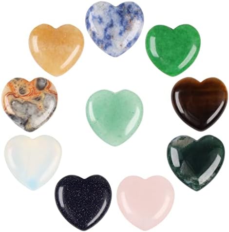 10 PCs Cristais em forma de coração pedras de chakra cura de cristal de cristal natural mistura de coração amoroso pedras