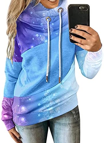 Mulheres TIY Blusa casual da blusa casual Moda Feliz Natal Prinha moletons moletons com manga longa Hoodies de grandes dimensões