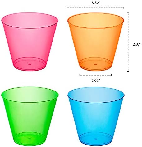Party Essentials Cups de plástico, 100 contagens, néon variado