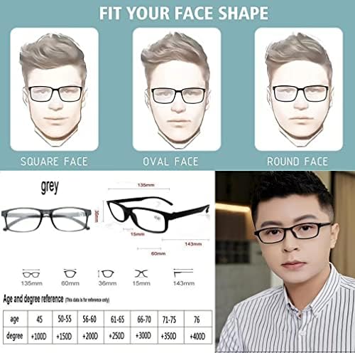 Voítead HD Reading Glasses Men Anti-Blue Light Anti-Fatiga Moda de meia-idade e idosos óculos